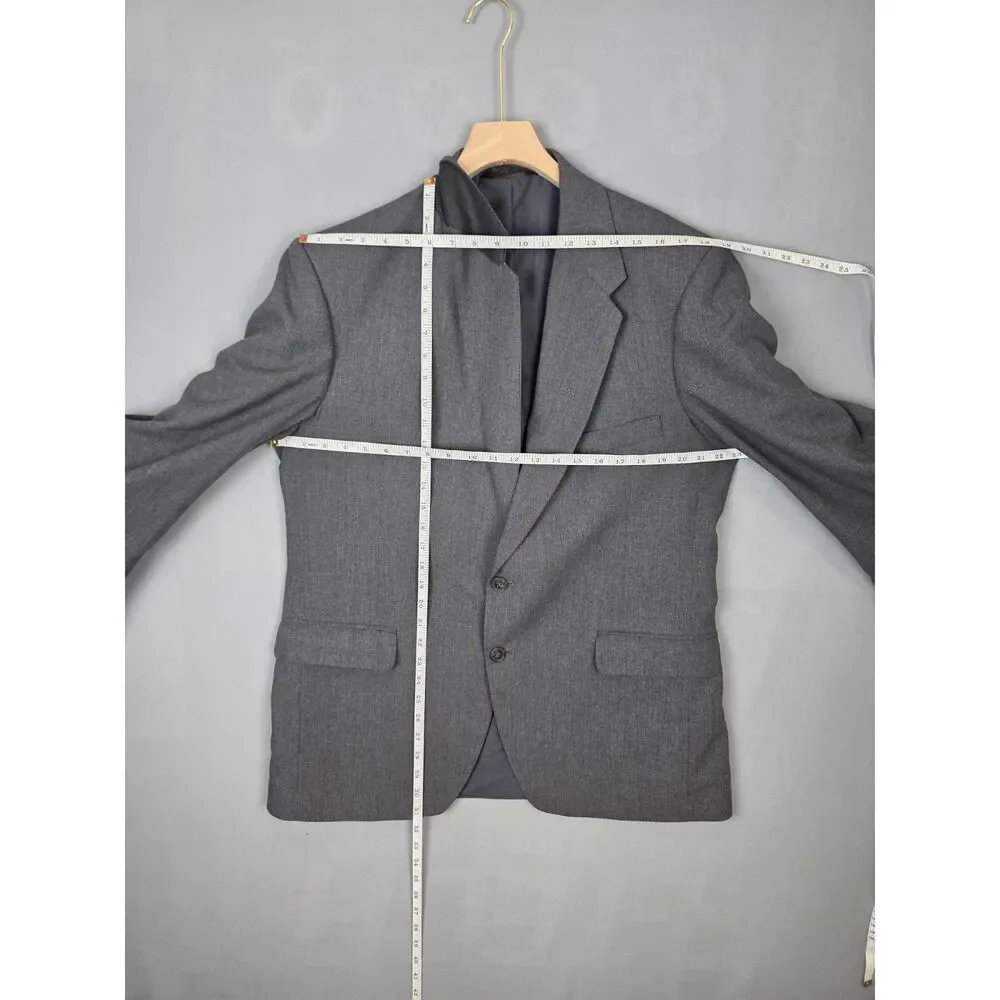 Vintage Farah Gray Pin Striped 2 Button Wool Blend Blazer 44R Sport Coat Jacket